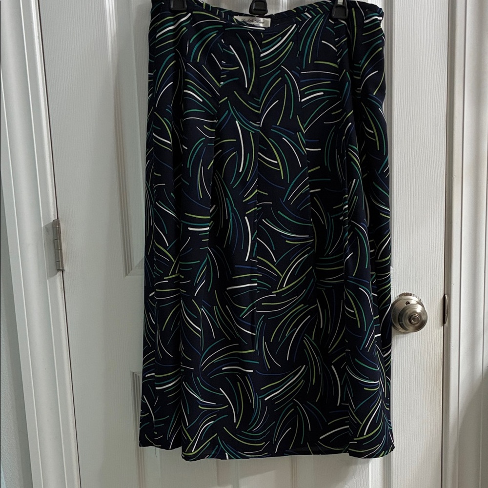 Chic Navy Patterned A-Line Skirt